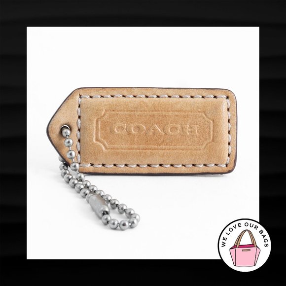 Coach Handbags - 2" Medium COACH TAN LEATHER KEY FOB BAG CHARM KEYCHAIN HANGTAG TAG